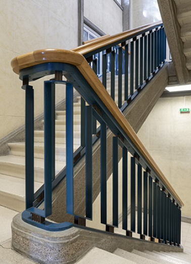 Rez-de-chaussée, corps central : rampe de l'escalier, sur le palier. © Région Bourgogne-Franche-Comté, Inventaire du patrimoine