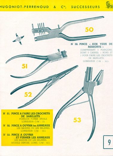 Catalogue L.H.T. 3 [catalogue de production p. 9 : pinces diverses], [1949]. © Région Bourgogne-Franche-Comté, Inventaire du patrimoine