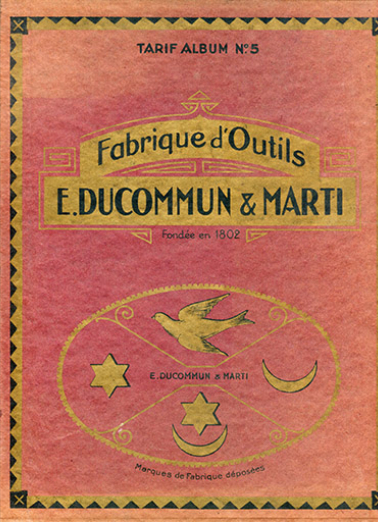 Tarif album n° 5. Fabrique d'outils E. Ducommun & Marti [catalogue de production : 1ère de couverture], [milieu 20e siècle]. © Région Bourgogne-Franche-Comté, Inventaire du patrimoine