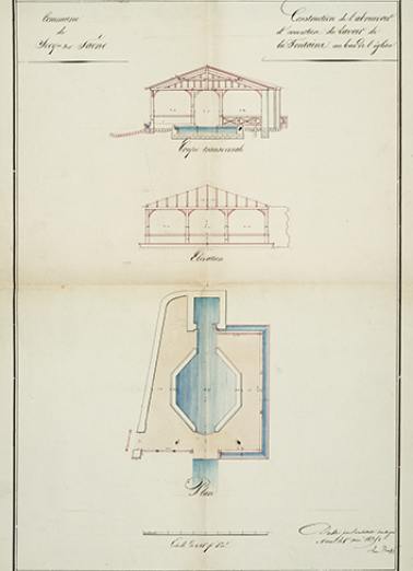 Le Beuffe. Construction de l'abreuvoir et couverture du lavoir de la fontaine au bas de l'église. 1835. © Région Bourgogne-Franche-Comté, Inventaire du patrimoine Le Beuffe. Construction de l'abreuvoir et couverture du lavoir de la fontaine au bas de l'église. 1835. © Région Bourgogne-Franche-Comté, Inventaire du patrimoine