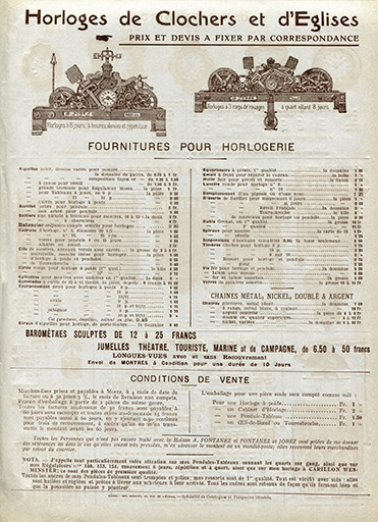 Fabrique d'horlogerie en tous genres [...] G. Jobez succes[seu]r à Morez-du-Jura [catalogue de production vers 1900, p. 4]. © Région Bourgogne-Franche-Comté, Inventaire du patrimoine