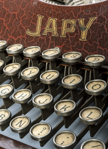 Machine à écrire (2e moitié 20e siècle) : détail. (Musée Japy, Beaucourt) © Région Bourgogne-Franche-Comté, Inventaire du patrimoine