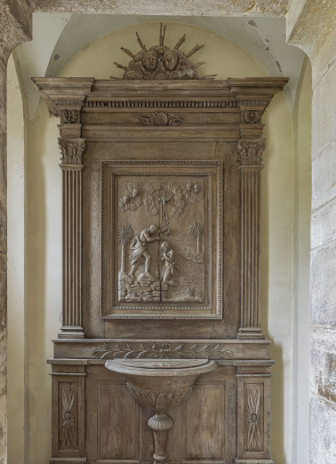 retable des fonts baptismaux © Région Bourgogne-Franche-Comté, Inventaire du patrimoine  retable des fonts baptismaux © Région Bourgogne-Franche-Comté, Inventaire du patrimoine