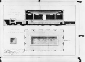 Plan et coupe longitudinale, devis daté du 1er mai 1836 par Champonnois aîné (architecte). © Région Bourgogne-Franche-Comté, Inventaire du patrimoine