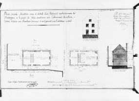 Projet de mairie-école daté 1824 (non réalisé). Dessin aquarellé par Jaquinot J.D. père (architecte). © Région Bourgogne-Franche-Comté, Inventaire du patrimoine