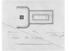 Plan des fondations du lavoir, devis daté du 1er mai 1836 par Champonnois aîné (architecte). © Région Bourgogne-Franche-Comté, Inventaire du patrimoine