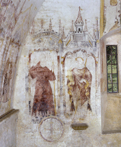 Mur Est : saint Antoine abbé et saint Claude (?). © Région Bourgogne-Franche-Comté, Inventaire du patrimoine