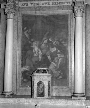 Tableau du retable : Naissance de la Vierge. © Région Bourgogne-Franche-Comté, Inventaire du patrimoine