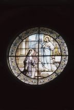 Choeur, baie 0 : Apparition du Sacré-Coeur à sainte Marguerite-Marie Alacoque. © Région Bourgogne-Franche-Comté, Inventaire du patrimoine