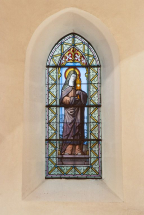 Vitrail : sainte Claire. © Région Bourgogne-Franche-Comté, Inventaire du patrimoine