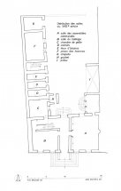 Plan du rez-de-chaussée avec destination des différentes salles. © Région Bourgogne-Franche-Comté, Inventaire du patrimoine