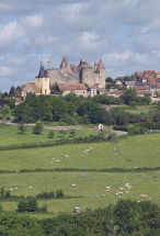 Vue du château de Châteauneuf, prise de la route de Bouhey. © Région Bourgogne-Franche-Comté, Inventaire du patrimoine