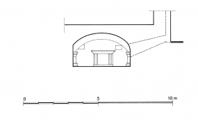 Coupe transversale sur la crypte. © Région Bourgogne-Franche-Comté, Inventaire du patrimoine