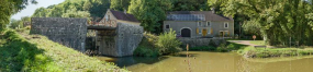 Le pont vu d'aval et l'abreuvoir (rive gauche). © Région Bourgogne-Franche-Comté, Inventaire du patrimoine