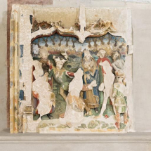Détail du panneau représentant le portement de Croix. © Région Bourgogne-Franche-Comté, Inventaire du patrimoine