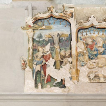 Détail du panneau incomplet représentant la Crucifixion. © Région Bourgogne-Franche-Comté, Inventaire du patrimoine