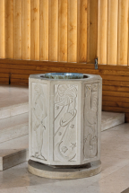 couvercle des fonts baptismaux fonts baptismaux bas-relief © Région Bourgogne-Franche-Comté, Inventaire du patrimoine