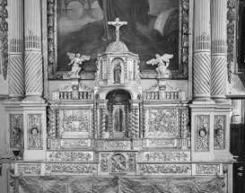 Maître-autel et son retable : tabernacle ouvert. © Région Bourgogne-Franche-Comté, Inventaire du patrimoine