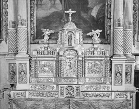 Maître-autel et son retable : tabernacle fermé. © Région Bourgogne-Franche-Comté, Inventaire du patrimoine