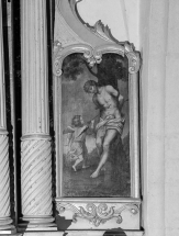 Aile droite du retable, peinture sur toile : saint Sébastien. © Région Bourgogne-Franche-Comté, Inventaire du patrimoine