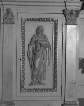 Autel-retable latéral droit : détail de la porte du tabernacle. © Région Bourgogne-Franche-Comté, Inventaire du patrimoine