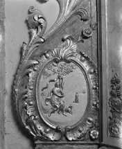 Détail de l'autel secondaire nord : relief de saint Jean-Baptiste. © Région Bourgogne-Franche-Comté, Inventaire du patrimoine