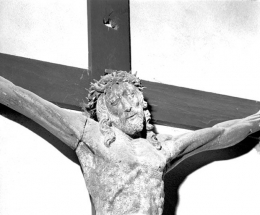 Détail, tête du Christ. © Région Bourgogne-Franche-Comté, Inventaire du patrimoine