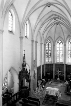 Nef et choeur vus depuis la tribune. © Région Bourgogne-Franche-Comté, Inventaire du patrimoine