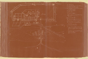 Plan à la plume du château et des fortifications © Région Bourgogne-Franche-Comté, Inventaire du patrimoine