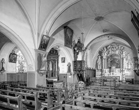 Vue en perspective sur la nef et le choeur. © Région Bourgogne-Franche-Comté, Inventaire du patrimoine