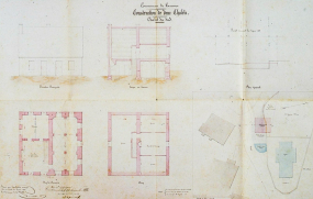 Commune de Lamarre. Construction de deux chalets. Chalet du sud : plan, coupes et élévation. © Région Bourgogne-Franche-Comté, Inventaire du patrimoine