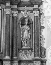 Détail : statue de Saint Sébastien. © Région Bourgogne-Franche-Comté, Inventaire du patrimoine