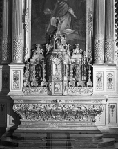 Vue des gradins d'autel, de l'autel et du tabernacle. © Région Bourgogne-Franche-Comté, Inventaire du patrimoine