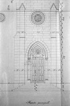 Projet de clocher : détail du portail. © Région Bourgogne-Franche-Comté, Inventaire du patrimoine