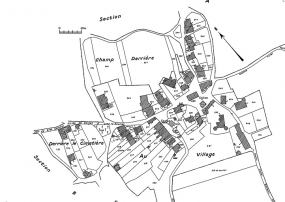 Plan avec le positionnement des fermes repérées et sélectionnées. © Région Bourgogne-Franche-Comté, Inventaire du patrimoine