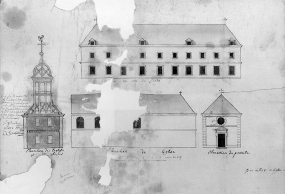 Elévation de l'église et du clocher [...], fin 17e siècle début 18e siècle. © Région Bourgogne-Franche-Comté, Inventaire du patrimoine
