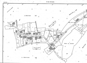 Plan cadastral, 1960, section AH, échelle 1 : 1000. © Région Bourgogne-Franche-Comté, Inventaire du patrimoine