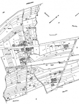 Cadastre avec position des maisons et des fermes repérées et sélectionnées. Cadastre de 1979, section C, 3e feuille. © Région Bourgogne-Franche-Comté, Inventaire du patrimoine