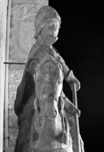 Détail : saint Georges et le cheval vu de face. © Région Bourgogne-Franche-Comté, Inventaire du patrimoine