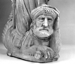 Détail : l'empereur aux pieds de la sainte. © Région Bourgogne-Franche-Comté, Inventaire du patrimoine