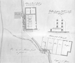 Plan général [...] du canal du moulin de Courtelevant et du battoir hydraulique que se propose d'établir François Marion [détail]. © Région Bourgogne-Franche-Comté, Inventaire du patrimoine