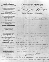Papier à en-tête de la société de construction mécanique Douge Frères, 1890. © Région Bourgogne-Franche-Comté, Inventaire du patrimoine