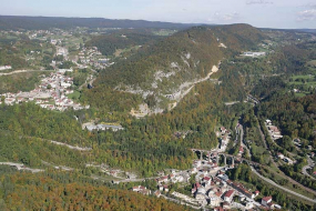 Vue aérienne des ouvrages de Morbier et Morez, depuis le sud-ouest. © Région Bourgogne-Franche-Comté, Inventaire du patrimoine
