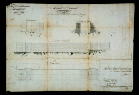 Plan, coupes et élévation de l'écluse de Taragnoz, 1826. © Région Bourgogne-Franche-Comté, Inventaire du patrimoine