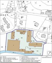 Plan-masse de l'usine. Extrait du plan cadastral numérisé, 2006, section AB, 1:1000. © Région Bourgogne-Franche-Comté, Inventaire du patrimoine