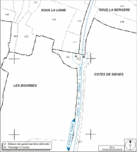 Plan-masse et de situation. Extrait du plan cadastral informatisé, 2006, section B, échelle 1:2000. © Région Bourgogne-Franche-Comté, Inventaire du patrimoine