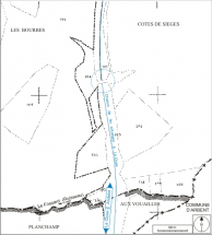 Plan-masse et de situation. Extrait du plan cadastral informatisé, 2006, section B, échelle 1:2000. © Région Bourgogne-Franche-Comté, Inventaire du patrimoine