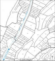 Plan-masse et de situation. Extrait du plan cadastral informatisé, 2006, section A, échelle 1:3000. © Région Bourgogne-Franche-Comté, Inventaire du patrimoine