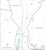 Plan-masse et de situation. Extrait du plan cadastral informatisé, 2006, section A, échelle 1:1000. © Région Bourgogne-Franche-Comté, Inventaire du patrimoine