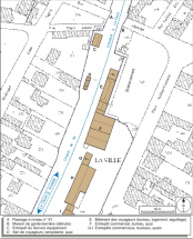 Plan-masse de la partie nord (gare des voyageurs). Extrait du plan cadastral informatisé, 2006, section AH, échelle 1:1000. © Région Bourgogne-Franche-Comté, Inventaire du patrimoine